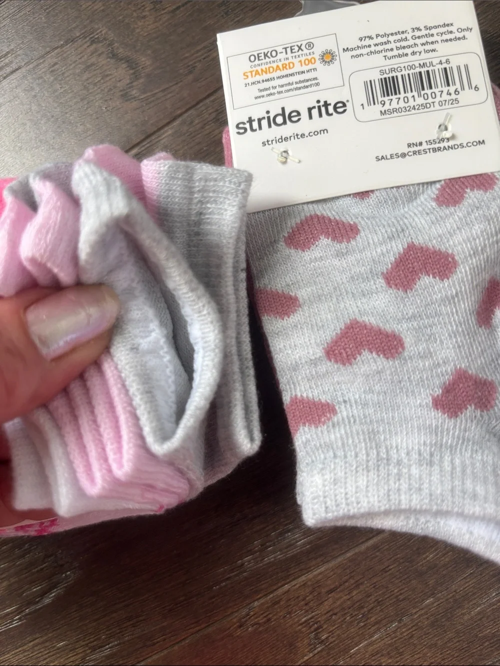 Stride rite Surprise 9 pair,3 3 packs ankle,pattern,hearts,bows,strawberry,solid
